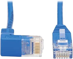 Tripp Lite Down Angle Cat6 Ethernet Cable, Gigabit Molded Slim UTP Network Patch Cable, Blue, 7 ft. (N204-S07-BL-DN)