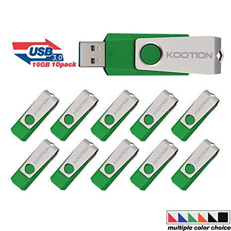 KOOTION 10PCS 16GB USB 3.0 Flash Drives USB Drive Memory Stick Thumb Drives Pen Drive, Green