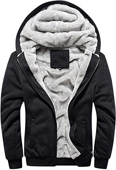 Springrain Men's Winter Sherpa Lined Zipper Fleece Hoodie Sweatshirt Jacket