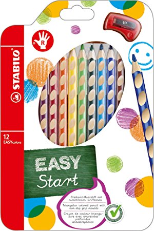 STABILO EASYcolours Ergonomic Colouring Pencil for Right Handed - Assorted Colours, Wallet of 12