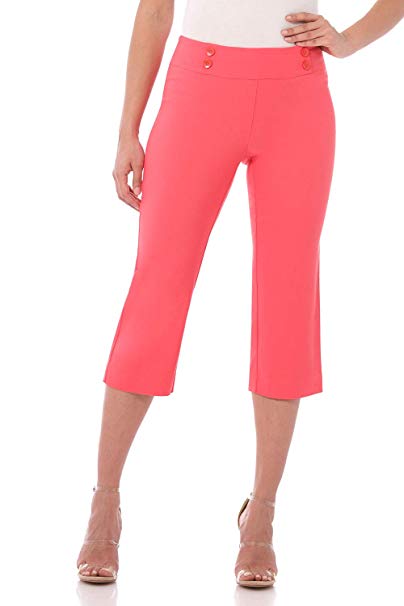 Rekucci Women's Ease in to Comfort Fit Capri with Button Detail