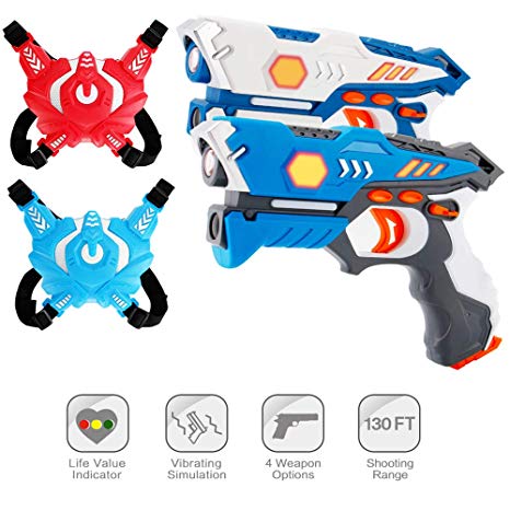 ComTec Laser Tag for Kids, Laser Tag Sets with Gun and Vest, Laser Guns Toys Gift for Boys Girls Game Party Multiplayers Indoor Outdoor- Infrared 0.9mW(2 Pack) (Large)
