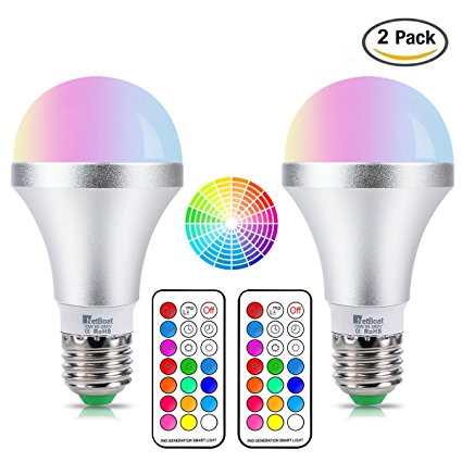 ChangM LED Color Changing Bulb E26/E27 10W Memory Function LED Light Dimmable Bulbs with 21key Remote Control for Home Decoration,Stage, Bar, Party, RGB   Daylihgt White, Pack of 2