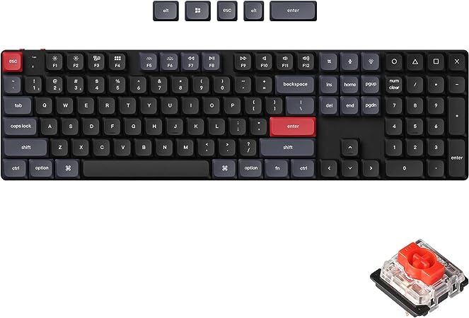 Keychron K5 Pro QMK/VIA Ultra-Slim Wireless Bluetooth/Wired USB Custom Mechanical Keyboard, 108-Key Programmable Macro RGB Backlight PBT Keycaps Low-Profile Gateron Red Switch for Mac Windows Linux