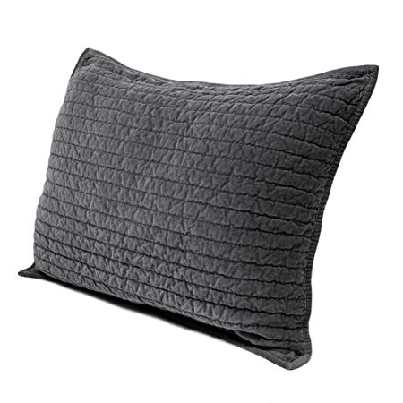 Elegant Life Royal Cotton Velvet Pic-Stitch Standard Pillow Sham - 20’’ x 26”, Gray