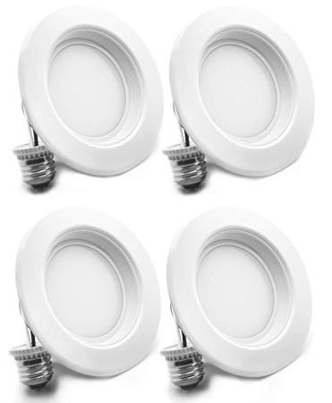 4 Pack Bioluz LED 4-inch Beveled 13 Watt 90 CRI Dimmable LED Retrofit Recessed Lighting Fixture - 2700K LED Ceiling Light - 910 Lumen Recessed Downlight UL-Listed JA8 CEC