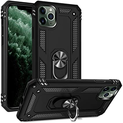 ADDIT Phone Case Compatible with iPhone 11 Pro Case Military Grade Protective iPhone 11 Pro Cases Cover with Ring Car Mount Kickstand for iPhone 11 Pro - Black