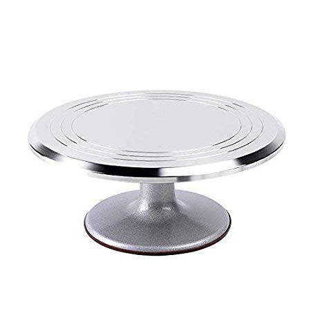 Cake Stand, Cake Turntable, Revolving Cake Decorating Stand, Elegant Silver, by Ashnna (Silver)