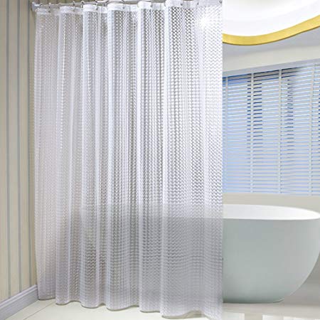 SR SUN RISE Mildew Resistant EVA 3D Shower Curtain Liner with 12 Rings,Eco-Friendly Non Toxic No Chemical Odor, Rust Proof Brass Grommets 72"x72" White