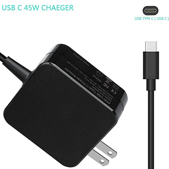 [USB C Charger] 45W USB Type-C Wall Charger Power Adapter with Power Delivery Compatible with MacBook Pro, DELL XPS, Lenovo ThinkPad Nintendo Switch, Huawei MateBook,Samsung Notebook and More (Black)