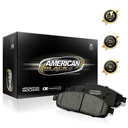 American Black ABD1210C Professional Ceramic Front Disc Brake Pad Set Compatible With Toyota Corolla / RAV4 & Others - OE Premium Quality - Perfect fit, Quiet and DUST FREE