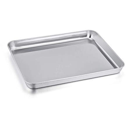 P&P CHEF Toaster Oven Pan, Stainless Steel Toaster Oven Tray Bakeware, Rectangle 12.5’’ x 9.7’’ x 1’’, Non Toxic & Healthy, Mirror Finish & Easy Clean