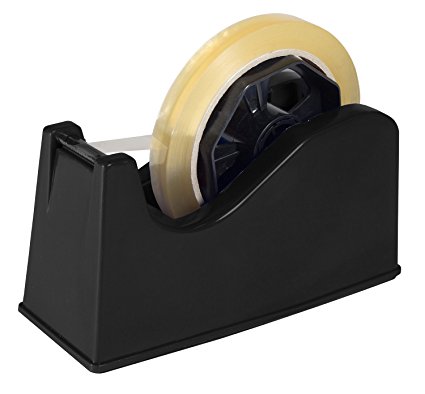 Desktop Tape Dispenser Adhesive Roll Holder by Royal Imports (Fits Rolls up to 1" Wide with a 1" or 3" Core) with Weighted Nonskid Base, Black