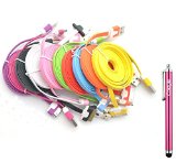 Costyle 10pcslot 10 Colors Colorful 2M 6 Feet Long Flat USB Data Sync Charging Cable Cord for iPhone 4 4S iPod