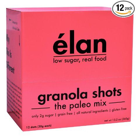 ELAN Gluten Free Paleo Granola Nut Mix, 'The Paleo Mix' - Macadamia Nut, Brazil Nut, Cashew & Coconut Granola. Low Carb Snack Food and Paleo Energy Bars, 12 Pack (13.2 Ounces)