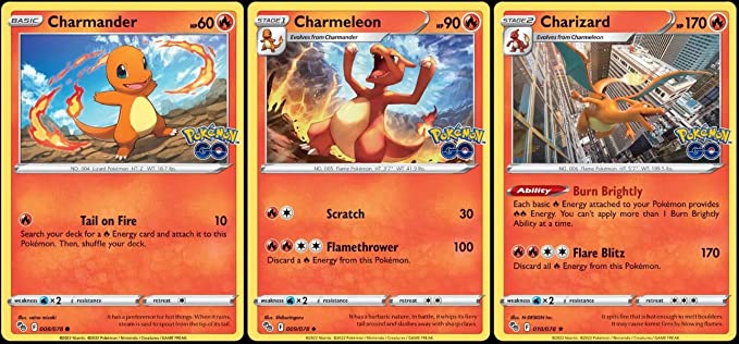 Charizard 010/078 - Pokemon Go - Foil - Evolution Card Lot - Charmeleon Charmander