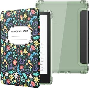 MoKo Case for 6.8" Kindle Paperwhite 11th Generation-2021&Kindle Paperwhite Signature Edition, Ultra Clear Soft Flexible Transparent TPU Back Cover Light Shell with Auto Wake/Sleep, Colorful Flowers