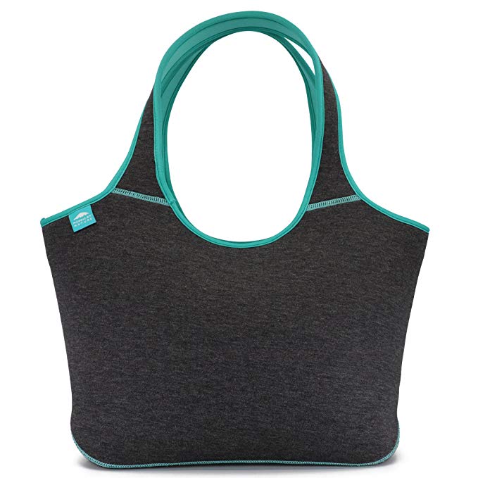 Cool Everyday Shoulder Bag for Women (Darkgrey/Lagoon) | Insulated Neoprene | Works Great As Baby Diaper Bag, Shopping, Beach, Swim Or Lunch Bag | Cool | Washable | Travel Friendly | Durable | Soft