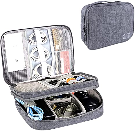 Cable Travel Organizer - Waterproof Three-layer Electronic Accessories Organizer - Portable Cord Travel Organizer For Hard Drive, Cables, Charger, Phone, USB, Sd Card, Ipad Mini, Kindle, Adapter(Gray)