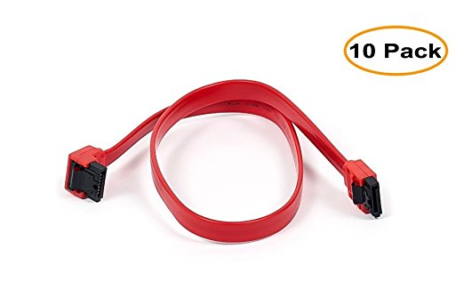 C&E 10 Pack 18inch SATA 6Gbps Cable w/Locking Latch (90 Degree to 180 Degree) - Red, CNE568201