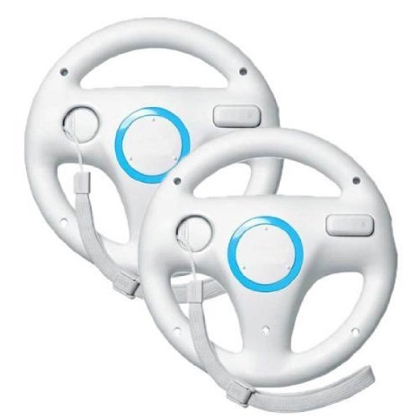 Stoga SVTM01 Generic Wii controller White Steering Mario Kart Racing Wheel game controller for Nintendo Wii Remote Game-white( 2 PCS )