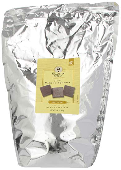 SCHARFFEN BERGER Baking Chocolate Squares, 62% Cacao Semisweet Dark Chocolate Squares, 5 Pound Package