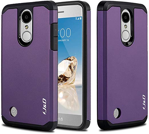 J&D Case Compatible for LG Aristo/LG Phoenix 3 / LG K8 2017 / LG Fortune Case, Heavy Duty [Dual Layer] Hybrid Shock Proof Protective Rugged Bumper Case for LG Aristo, LG Phoenix 3 Case - Purple