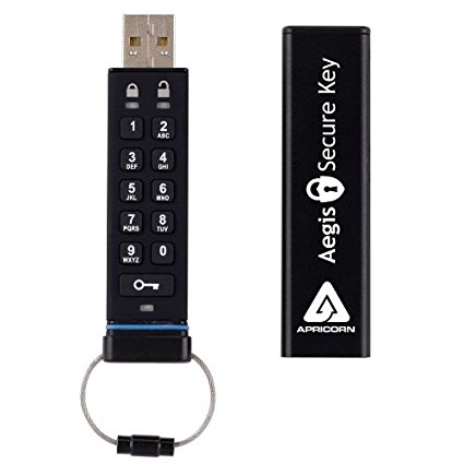 Apricorn Aegis Secure FIPS Validated Key 32 GB USB 2.0 256-bit AES-CBC Encrypted Flash Drive ASK-256-32GB (Black)