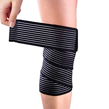 Yosoo Black High elasticity Calf Thigh Support Knee Brace Compression Wrap Support Bandage Brace Guard Injury Pain Sports Pad-Pack of 1