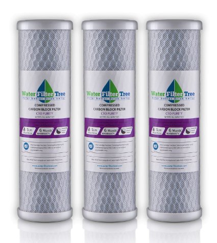 3 X Universal 10 inch Carbon Block filter cartridge for Whole House Filter - 5 micron NSF Listed - replaces DuPont WFPFC8002 Watts HW-LD GE FXWTC and more