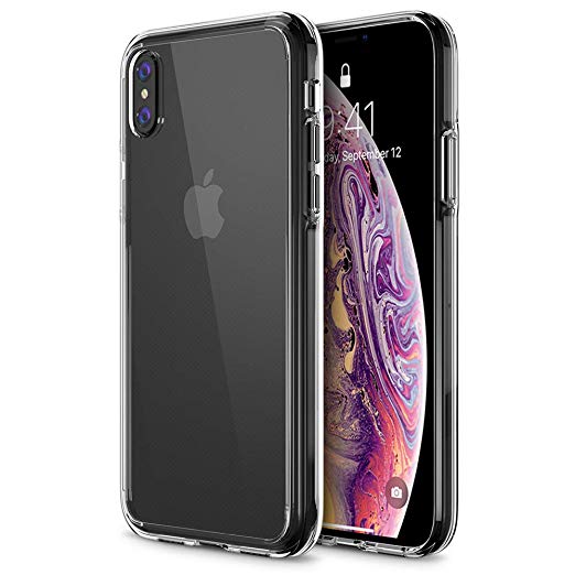 Trianium Case Compatible for iPhone Xs & iPhone X Case (5.8" Display Phone) Clarium Series with Reinforced TPU Hybrid Cushion and Rigid Back Panel Covers [Enhanced Hand Grip] - Clear