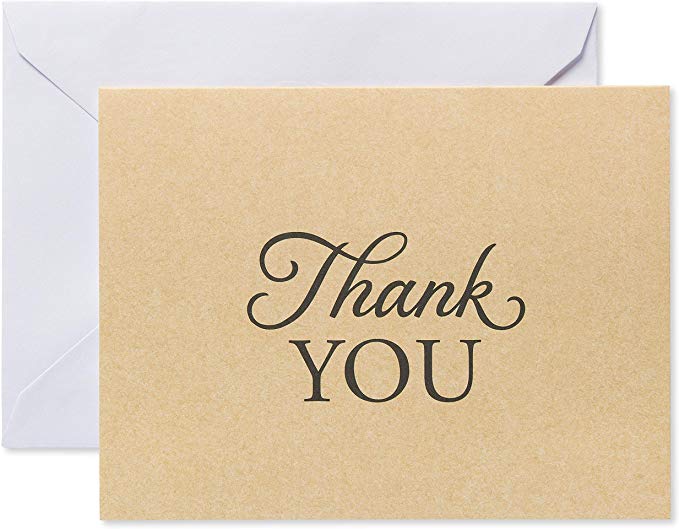 American Greetings Thank You Cards with Envelopes, Brown Kraft-Style (50-Count)