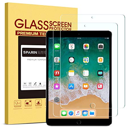 [2 Pack] iPad Pro 10.5 Screen Protector - SPARIN 9H Premium Tempered Glass / Apple Pencil Compatible / 2.5D Round Edge / Scratch Resistant Screen Protector for New iPad Pro 10.5 Inch ( 2017 )