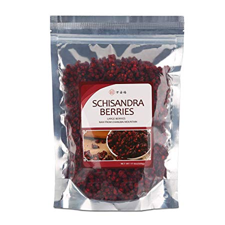 Schisandra Berries Raw From Chinese Changbai Mountian Dried Loose Berry from 100% Nature (Wu Wei Zi) Whole Bulk Herbs tea 北五味子(북오미자)17.6OZ