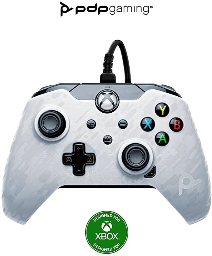 PDP Wired Game Controller - Xbox Series X|S, Xbox One, PC/Laptop Windows 10, Steam Gaming Controller - USB - Advanced Audio Controls - Dual Vibration Videogame Gamepad - White Camo