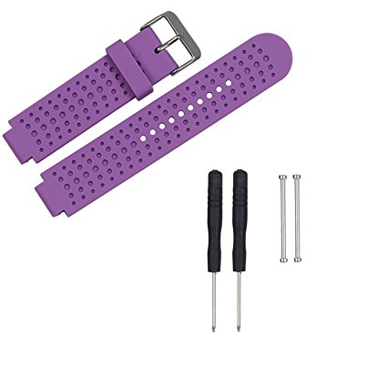 Xberstar Replacement Silicone Watch Band Strap for Garmin Forerunner 220 230 235 630 620 735 Watch With Pins & Tools (Purple)