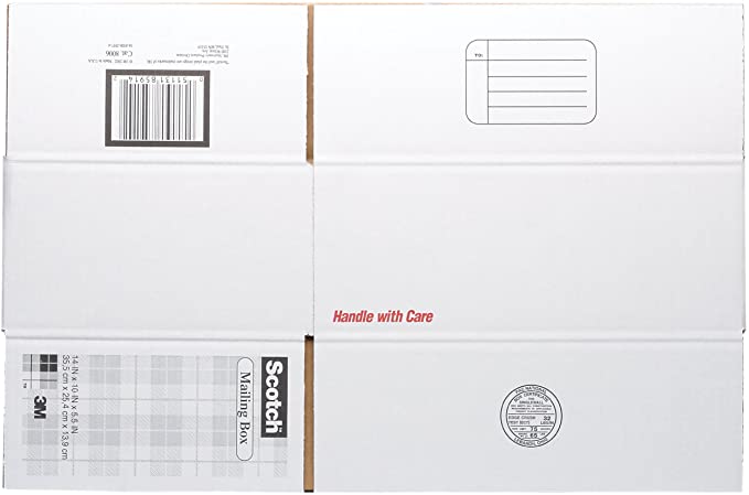 Scotch Mailing, Moving, and Storage Box, 14 Inches x 10 Inches x 5-1/2 Inches, 12-Pack (8006), White