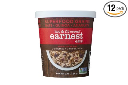 Earnest Eats Vegan & Wheat-Free Hot Cereal with Superfood Grains, Quinoa, Oats and Amaranth  - American Blend - (Case of 12 - Single Serve Cups)