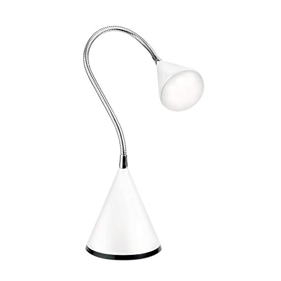 OttLite 28600C  LED Cone Desk Lamp, White Finish