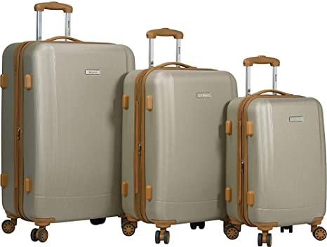 Dejuno Legion 3-pc Hardside Spinner TSA Combination Lock Luggage Set, Beige, 3-Piece