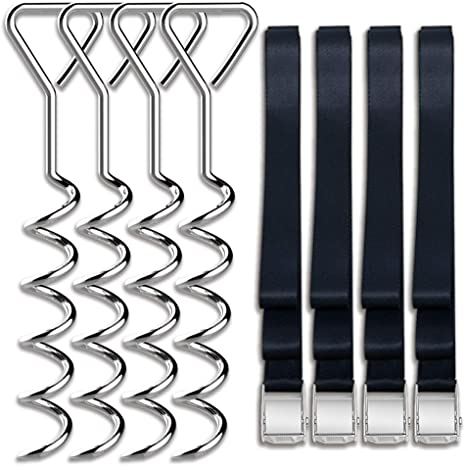 Eurmax Trampoline Stakes Heavy Duty Trampoline Parts Corkscrew Shape Steel Stakes Anchor Kit for Trampolines