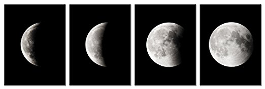 Wieco Art Moon Large Modern Giclee Canvas Prints Artwork Abstract Space Pictures Paintings on Stretched and Framed Canvas Wall Art Ready to Hang for Living Room Bedroom Home Office Decorations