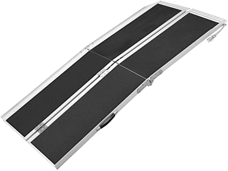 5FT (31"W x 60"L) Wheelchair Ramp, Non-Slip Portable Aluminum Ramp for Wheelchairs Double-Fold 800lbs Weight Capacity for Steps Stairs and Thresholds