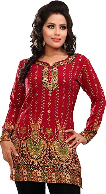 Indian Tunic Top Womens Kurti Printed Blouse India Clothing