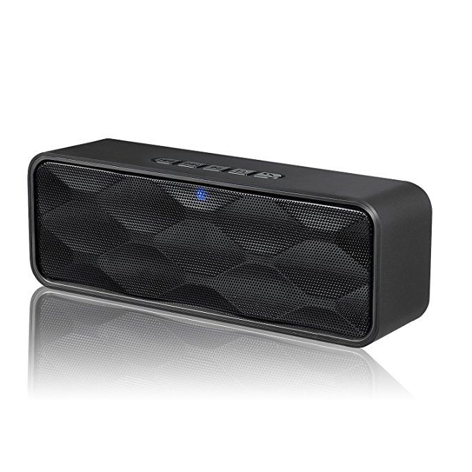 ZoeeTree S1 Wireless Bluetooth Speaker, Outdoor Portable Stereo Speaker with HD Audio and Enhanced Bass, Built-In Dual Driver Speakerphone, Bluetooth 4.2, Handsfree Calling, TF Card Slot - Black