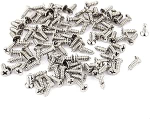 uxcell 100 Pcs M1.2 X 4mm Stainless Steel Phillips Flat Head Self Tapping Screws Bolts