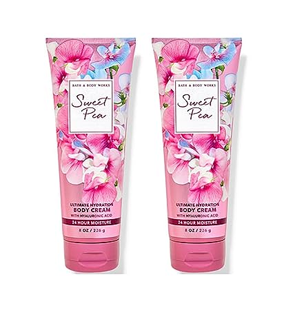 Bath and Body Works Sweet Pea 2 Pack Ultra Shea Body Cream 8 Oz. (Sweet Pea)