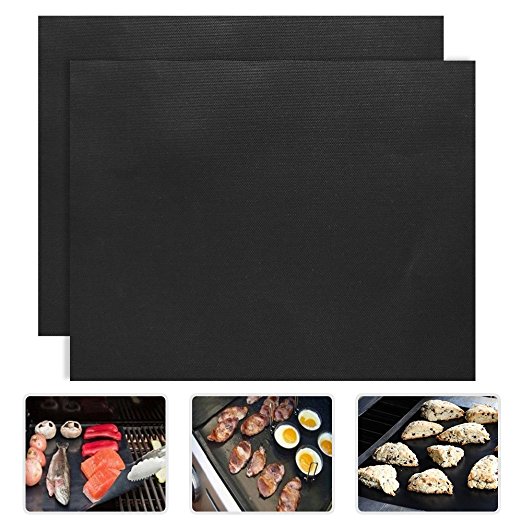 BBQ Grill Mat - [2 Pack] Non-Stick BBQ Grill & Baking Mats, Reusable and Easy to Clean,  Works on Gas, Charcoal, Electric Grills - [ DAGO-Mart Quality Guarantee ]