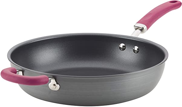 Rachael Ray 81131 Create Delicious Deep Hard Anodized Nonstick Frying Pan / Fry Pan / Hard Anodized Skillet  - 12.5 Inch, Gray