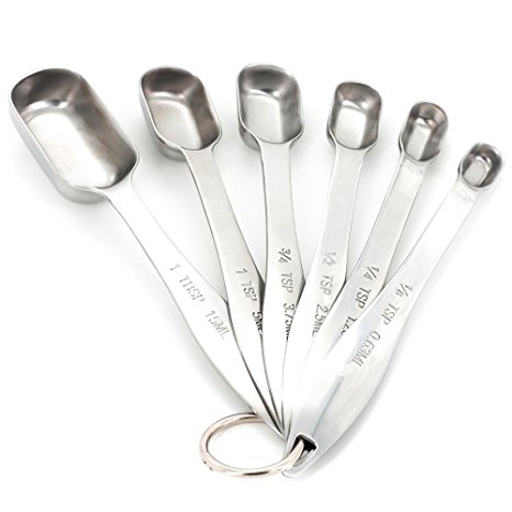 ElecNova 6 pieces Stainless Steel Quality Metal Measuring Spoon